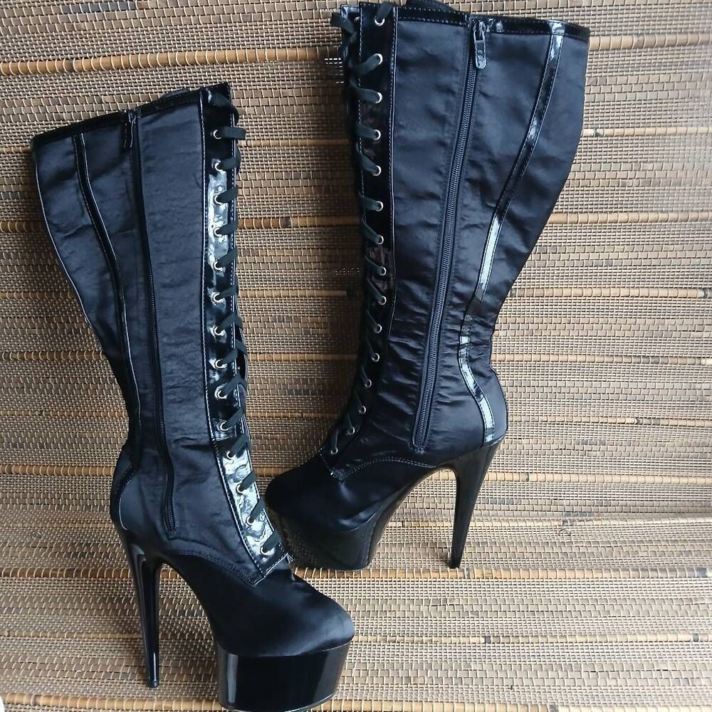 Ellie Shoes E-609-Raven-L 6" Lace Knee High Womens Boot Size 10 - Picture 4 of 10